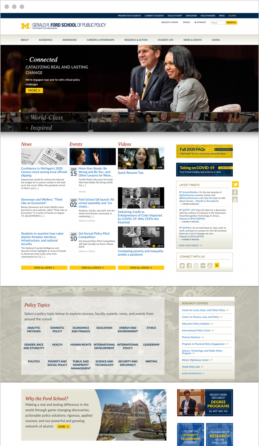 "Before" image of the old Ford School homepage
