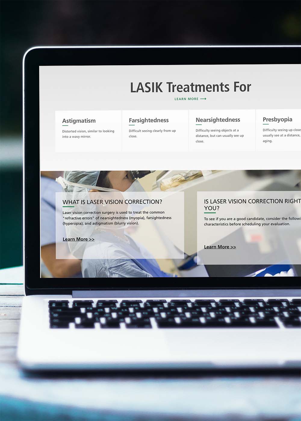 UHealth LASIK Center page on a laptop