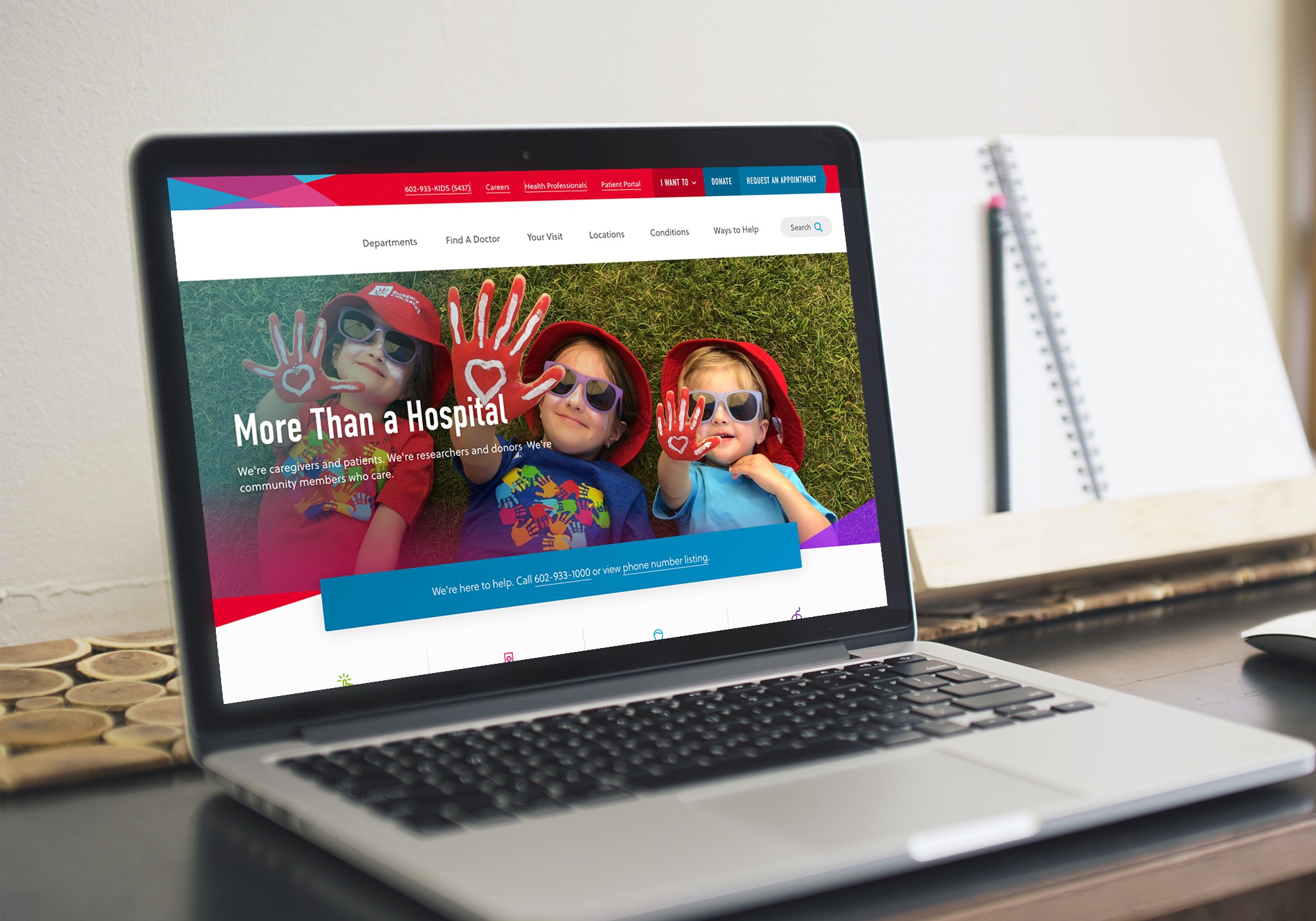 Leading Children's Hospital homepage on laptop