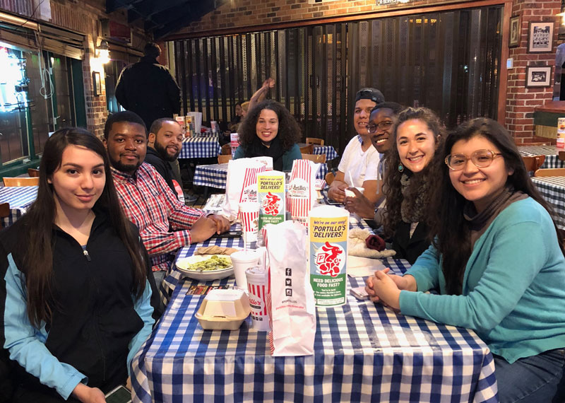Students eating at Portillo's