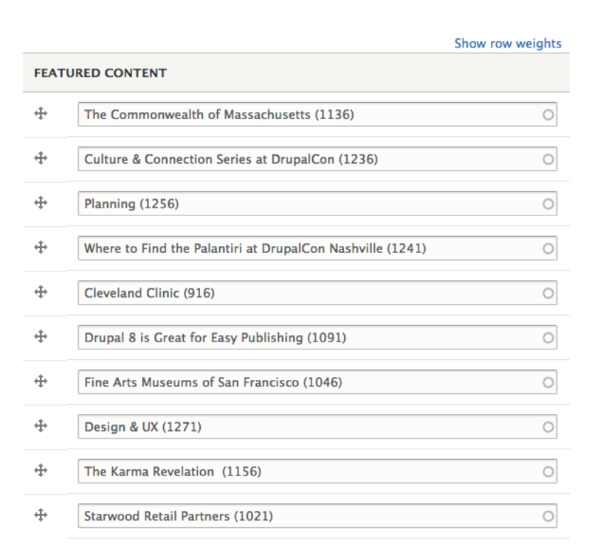 Feature Content list