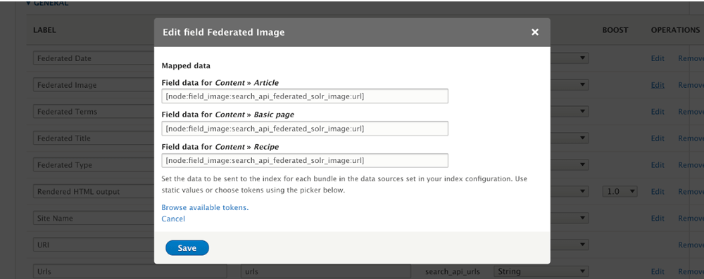 Edit field Federated Image