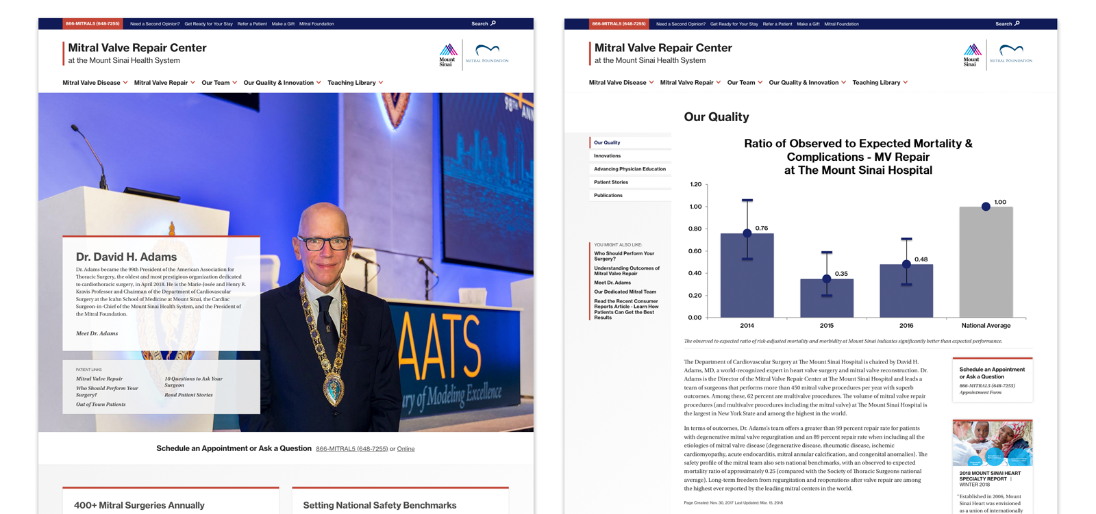 Mount Sinai Mitral Valve Repair Center website