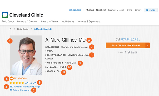 Physician bio page at Cleveland Clinic site
