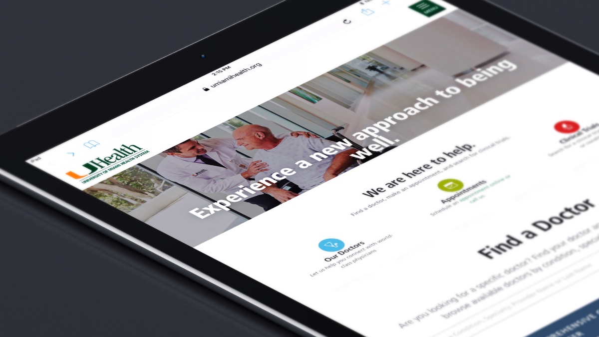 UHealth homepage on tablet
