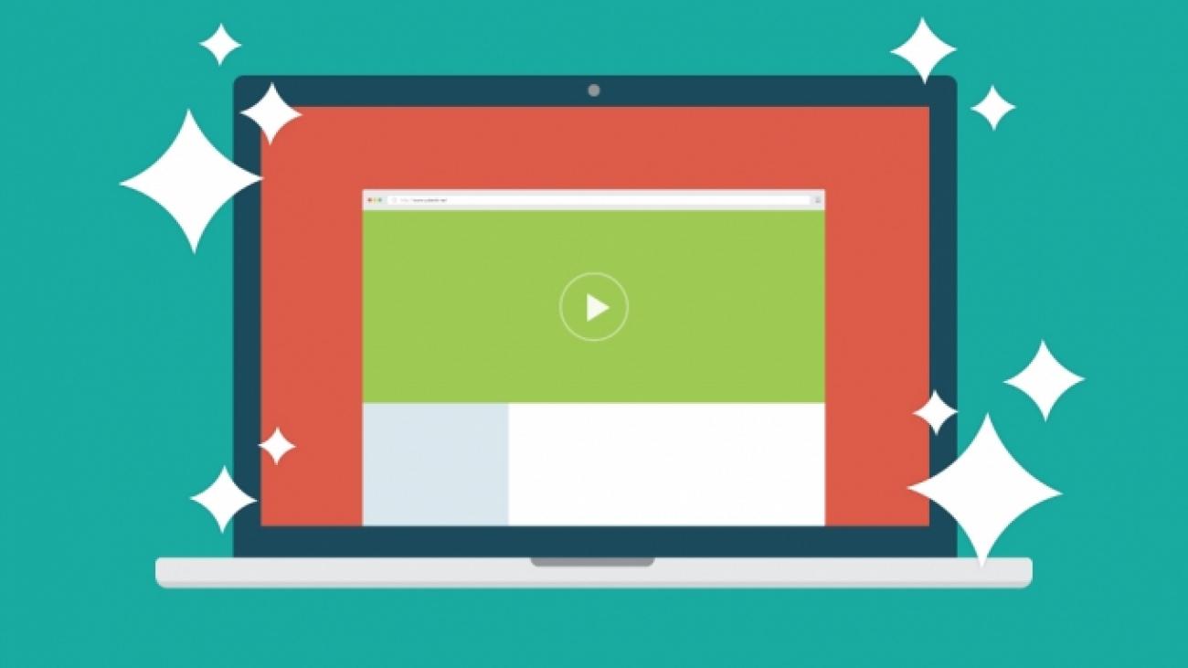 Illustration of laptop with sparkle stars