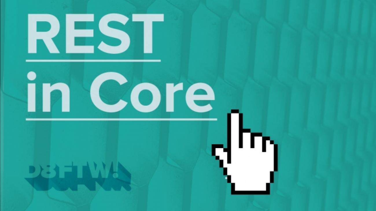 "REST in Core" text with computer mouse hand icon
