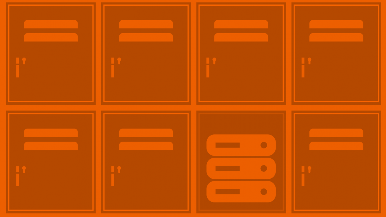 Orange illustration of lockers