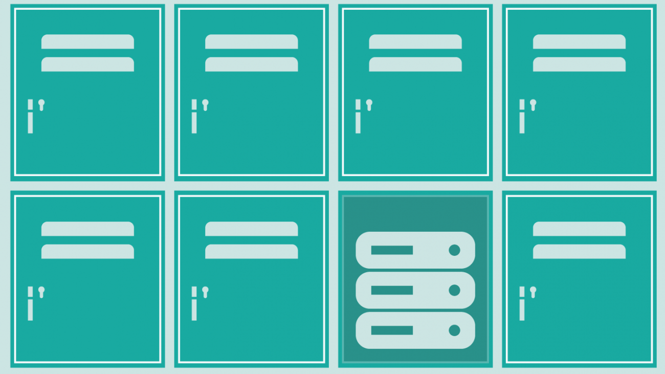 Teal illustration of lockers