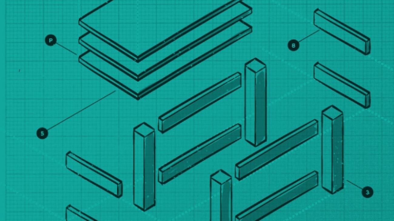 Illustrated diagram of workbench being built