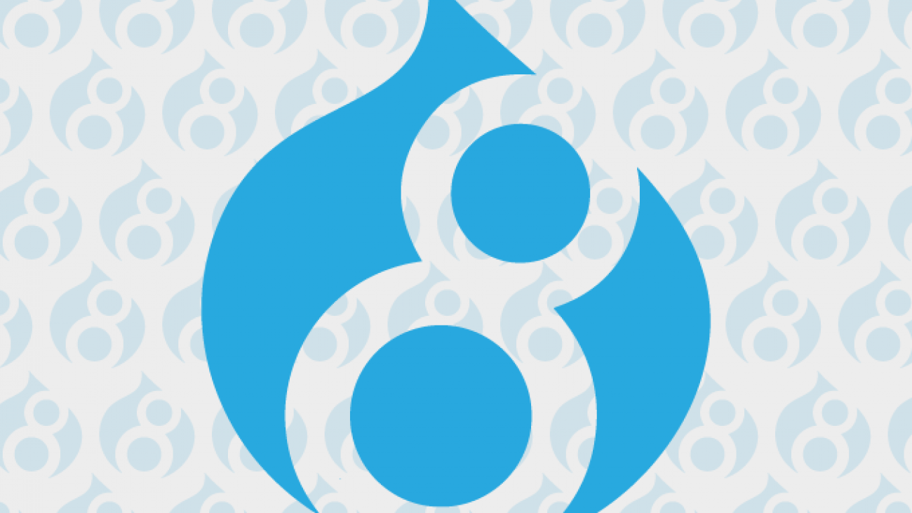 Illustration of Drupal logo with 8 on top