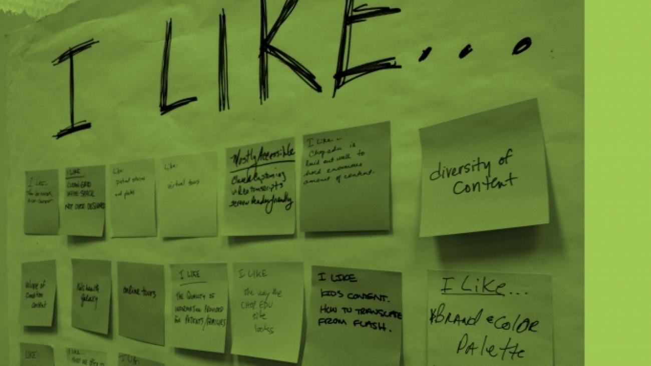 Photo of post-it notes under the words "I like..."