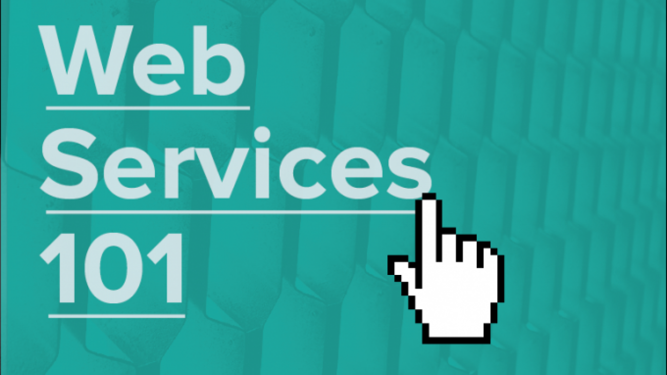 "Web Services 101" with computer mouse hand icon