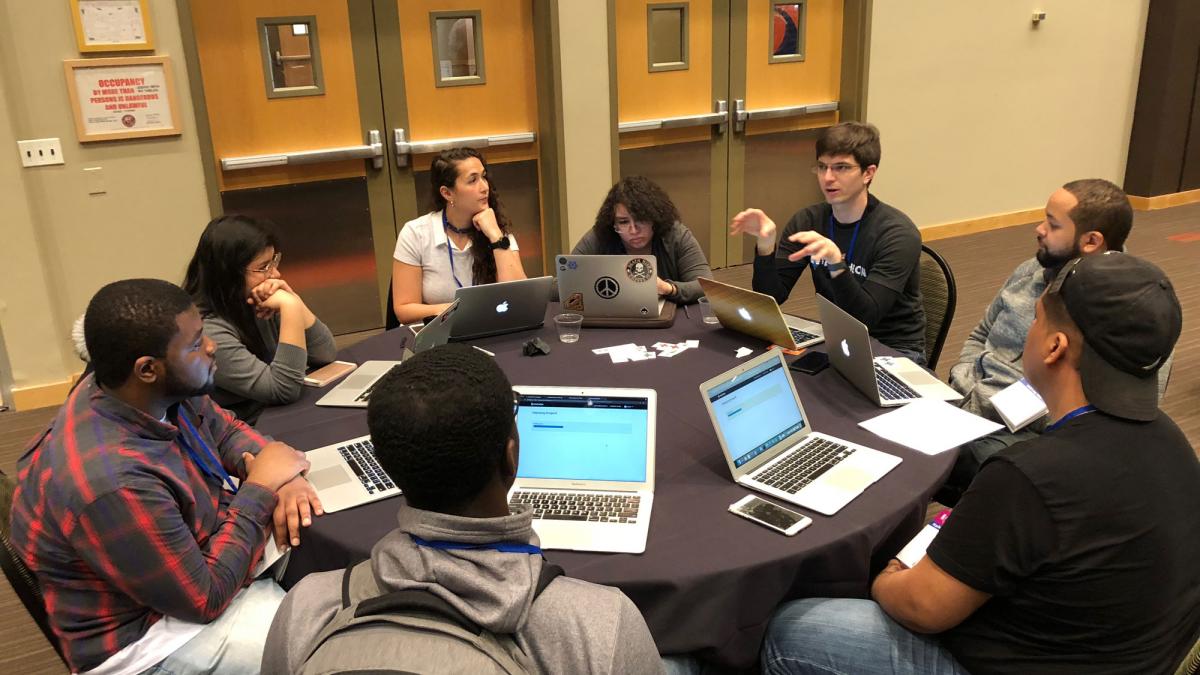 Students in the inclusion initiative getting their hosting setup on Pantheon