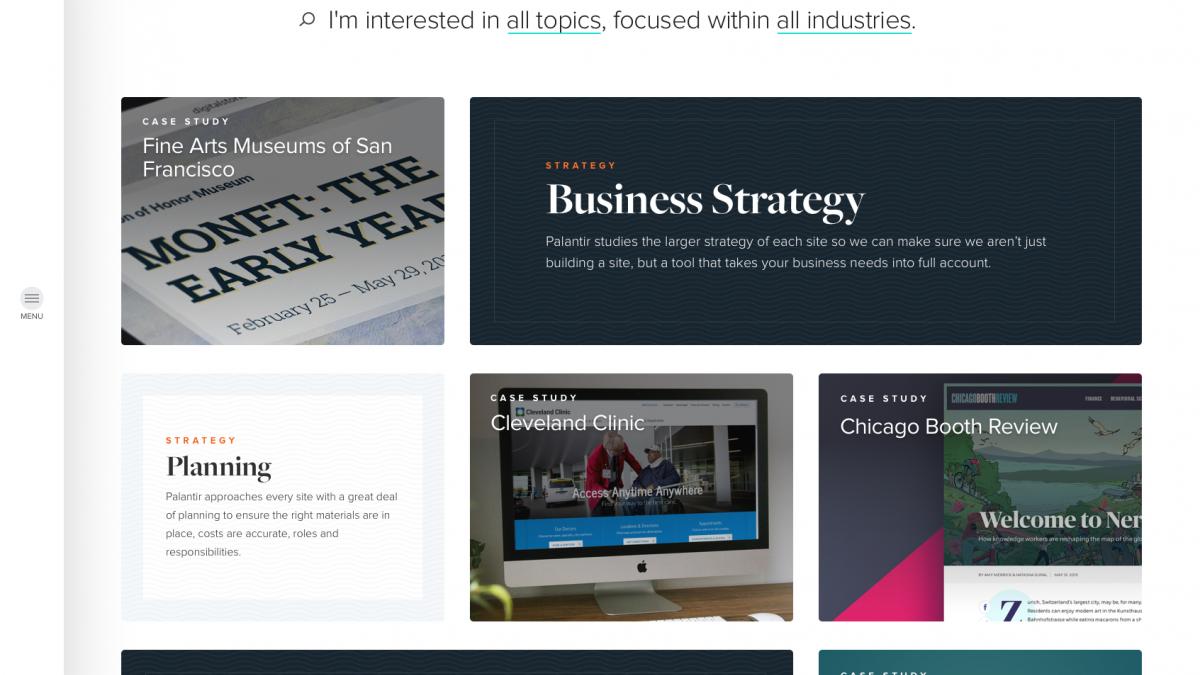 New palantir.net homepage with searchable content