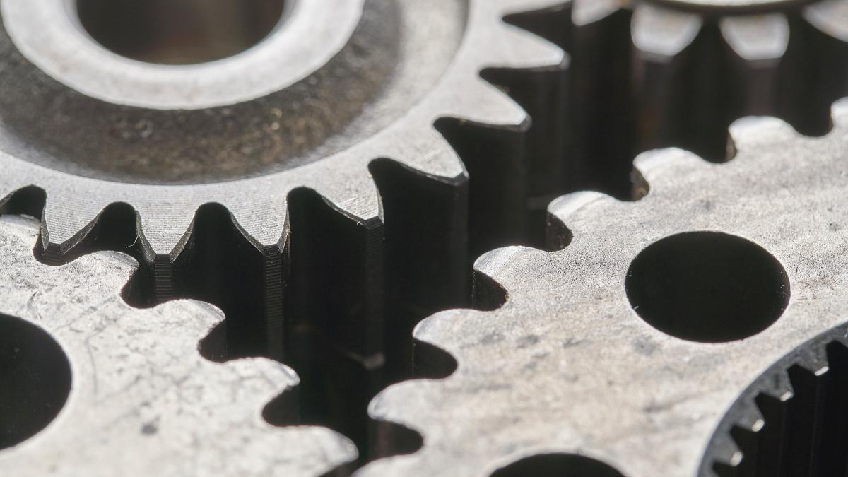 Photo of interlocking metal gears