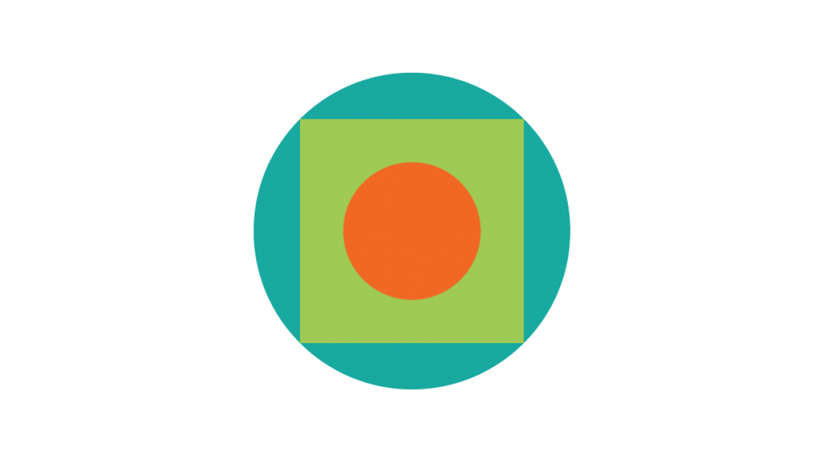 Palantir.net logo of a orange circle surrounded by a light green square and a darker green circle.