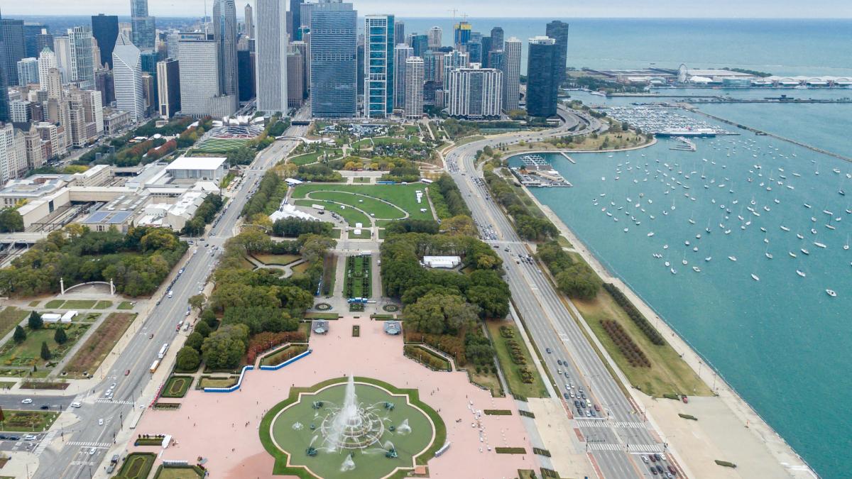 Chicago skyline view from above