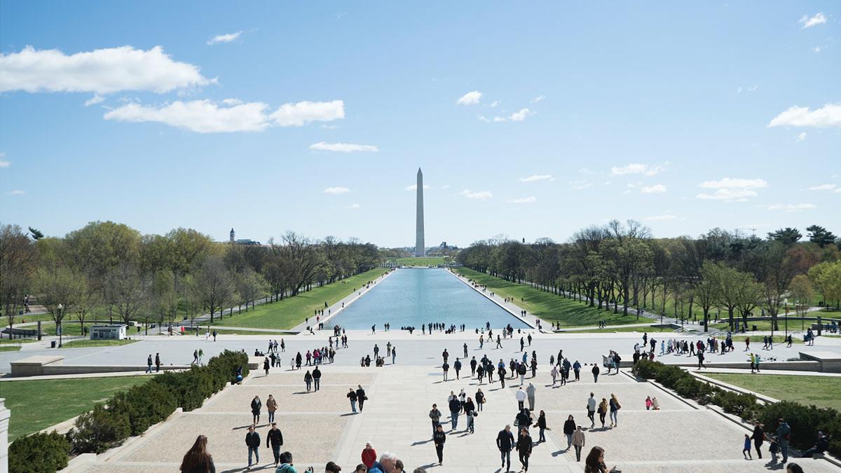 Group of people in national mall park in Washington, D.C.