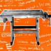 Photo of workbench on orange background 