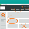 Illustration of hand-marked edits on wireframe of website