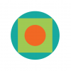 Palantir.net logo of a orange circle surrounded by a light green square and a darker green circle.