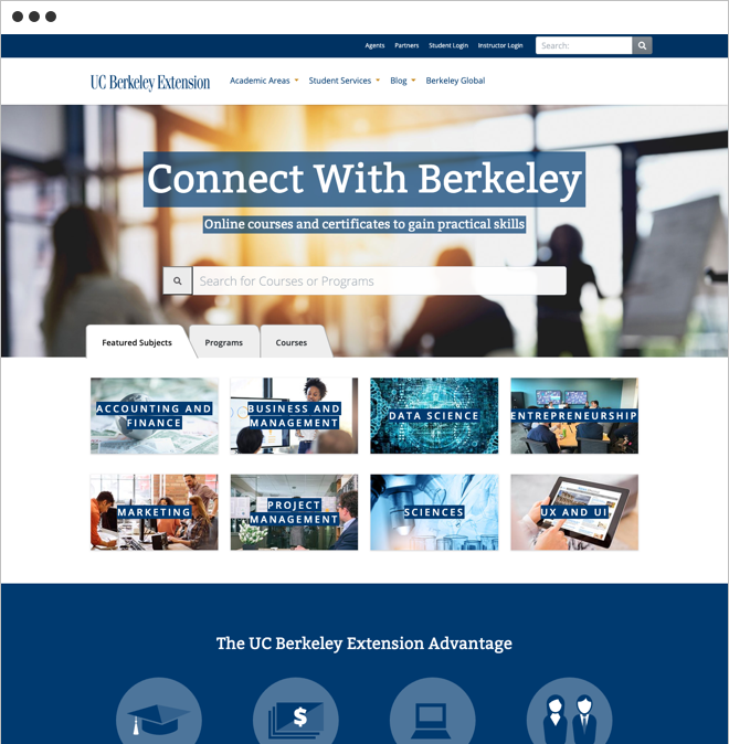 University of California Berkeley Extension homepage