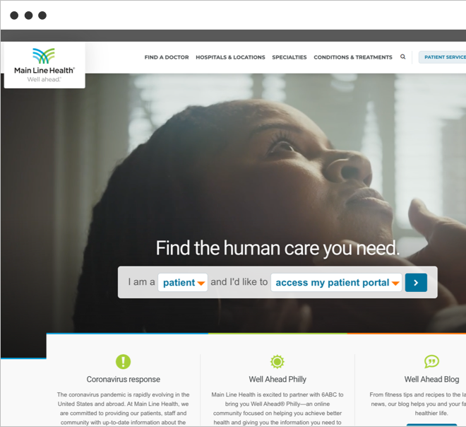 Main Line Health website homepage