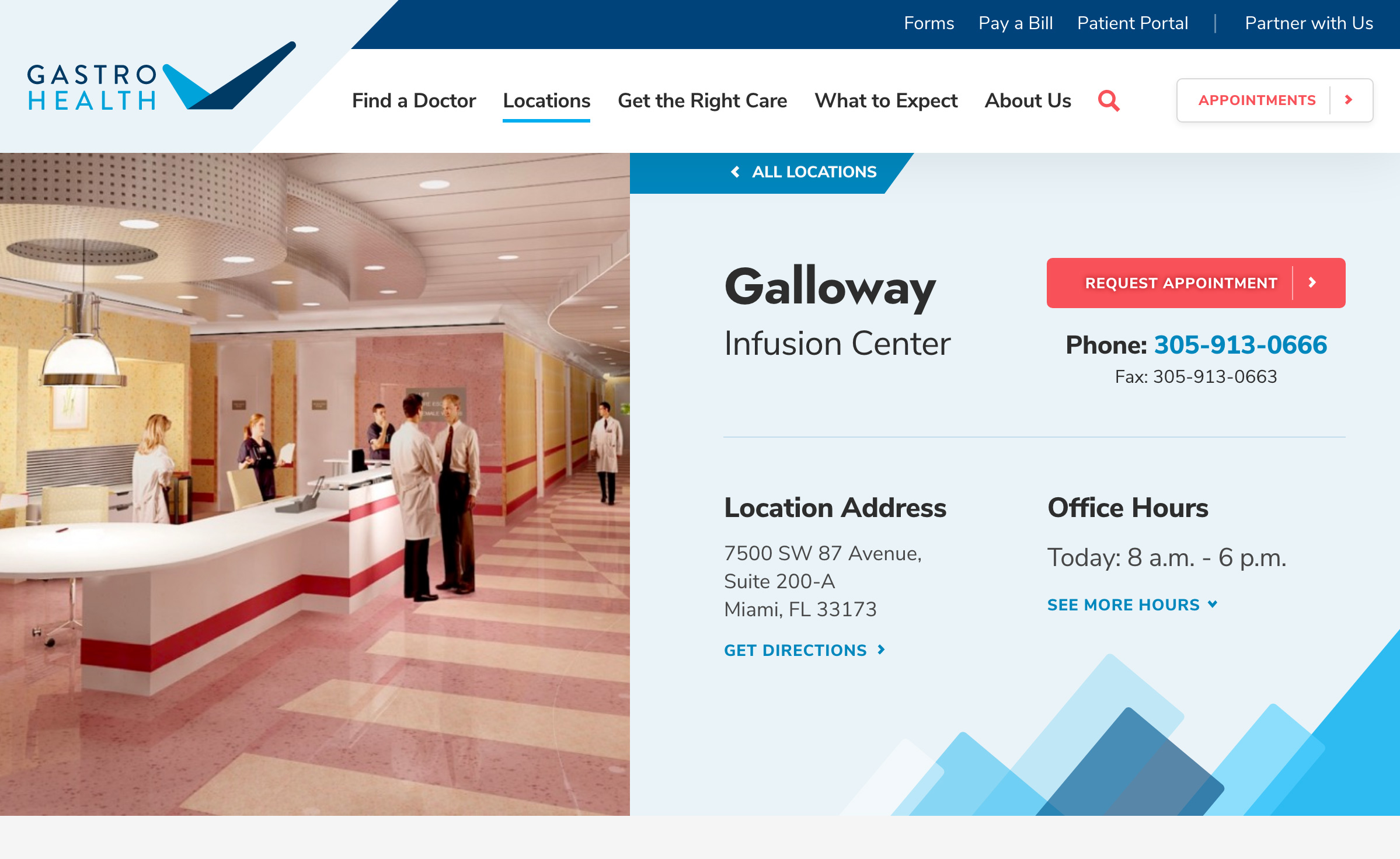Image of the Gastro Health website locations page